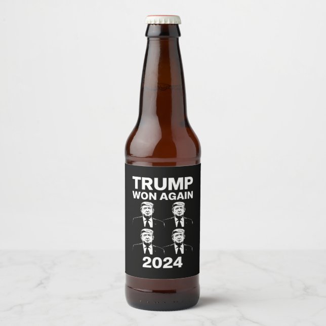 Trump vann igen 2024 års val invigningsdag 47 ölflaska etikett (Framsida)