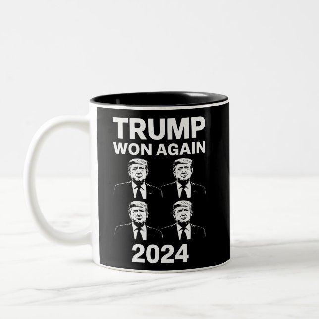 Trump vann igen 2024 års val invigningsdag 47 Två-Tonad mugg (Vänster)