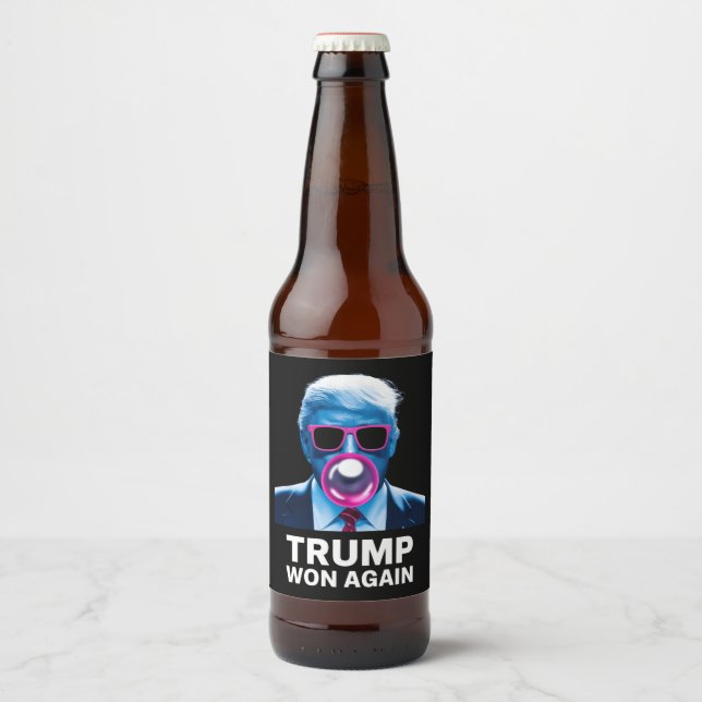 Trump vann igen 2024 års valröst President 47:e  Ölflaska Etikett (Framsida)