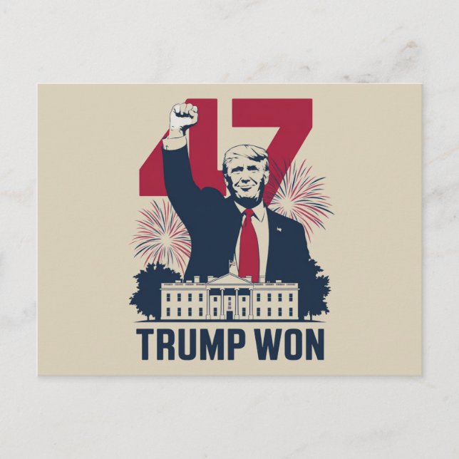 Trump vann igen presidentvalet 2024 47:e  vykort (Framsida)