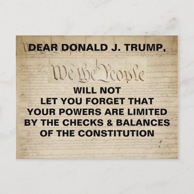 Trump Vi the People Checkand Balances Impeach Vykort (Framsida)