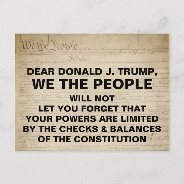 Trump Vi the People Checks and Balances Resistance Vykort (Framsida)