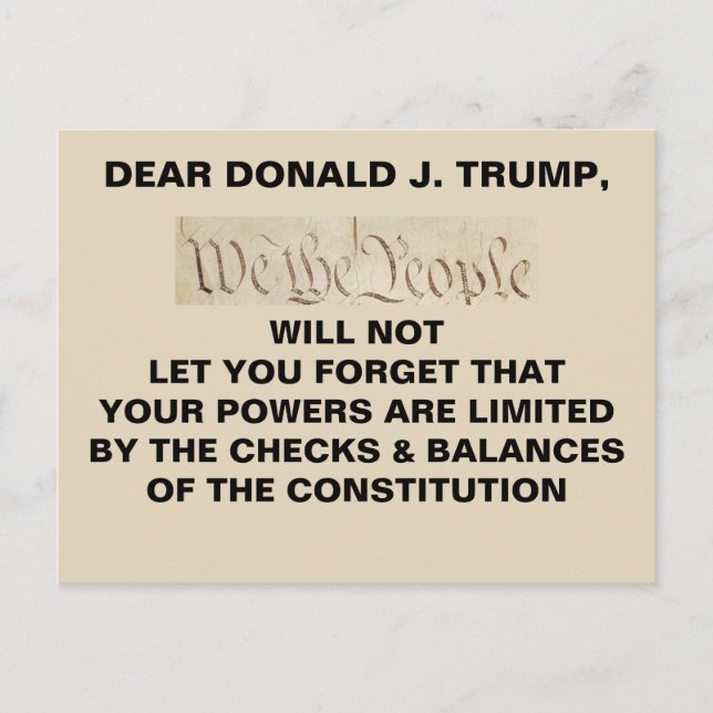 Trump Vi the People Checks and Balances Resistance Vykort (Framsida)