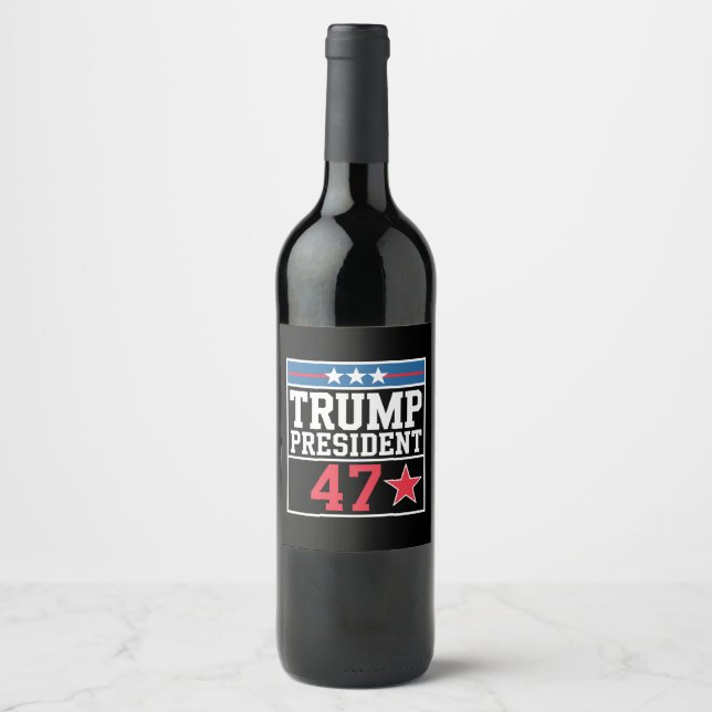 Trump vinner 2024 års val Trump vann 2024 Vinflaska Etikett (Framsida)