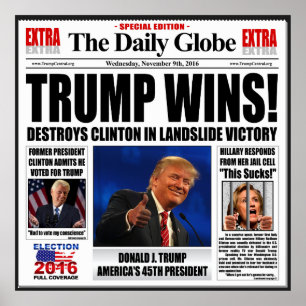 Trump Vinner! Rolig Ant Clinton-affisch Extra Stor Poster