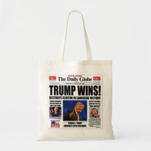 Trump Vinner! Rolig Anti Clinton Tidnings Satir Tygkasse