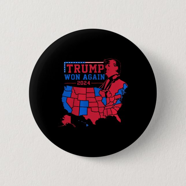 Trump Vins igen Red Wave Karta från USA 2024 Knapp (Framsida)