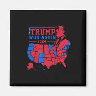 Trump Vins igen Red Wave Karta från USA 2024 Magnet