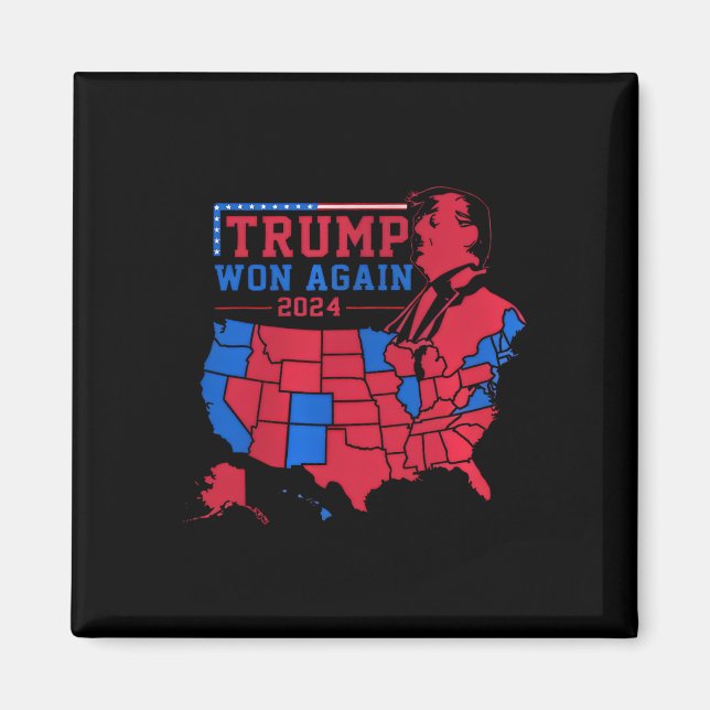 Trump Vins igen Red Wave Karta från USA 2024 Magnet (Framsidan)