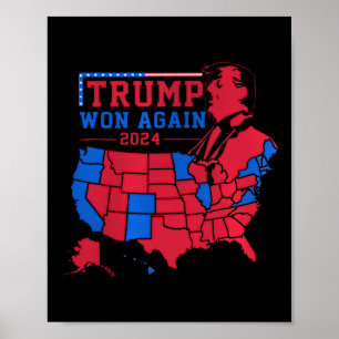 Trump Vins igen Red Wave Karta från USA 2024 Poster