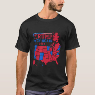 Trump Vins igen Red Wave Karta från USA 2024 T Shirt