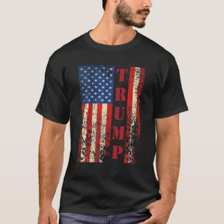 Trump Vintage Retro Distress USA flagga American T T Shirt