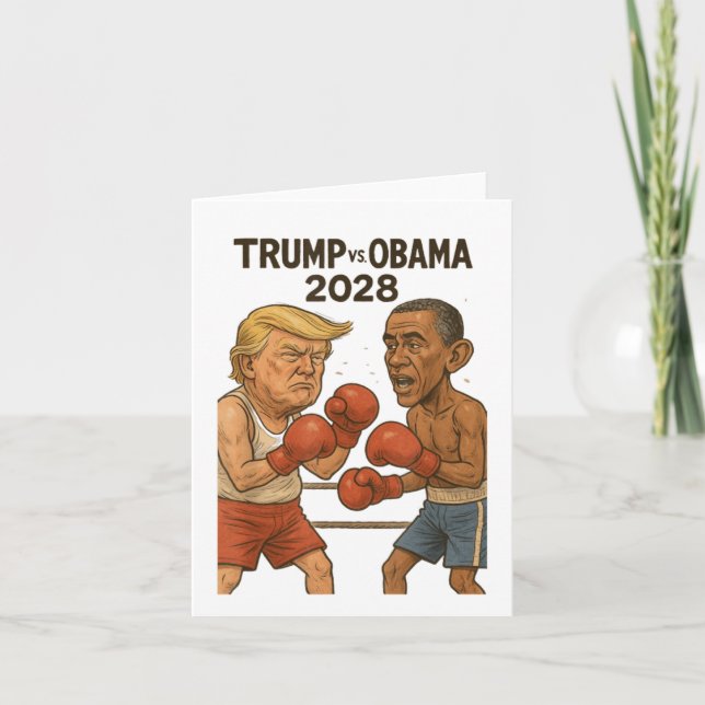 Trump Vs Obama 2028 Boxing Match Funny Kort (Framsida)