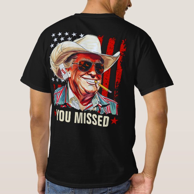 Trump Western Cowboy Du missade Trump 2024 USA T Shirt (Baksida)