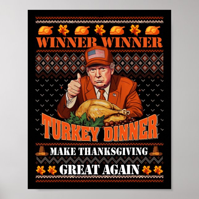 Trump Winner Funny Winner Turkiet Middag Thanksgiv Poster (Framsidan)