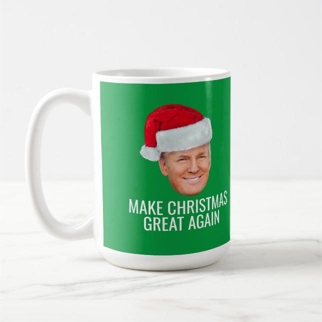 Trump with Santa Hat - Make Christmas Great Again Kaffemugg (Vänster)