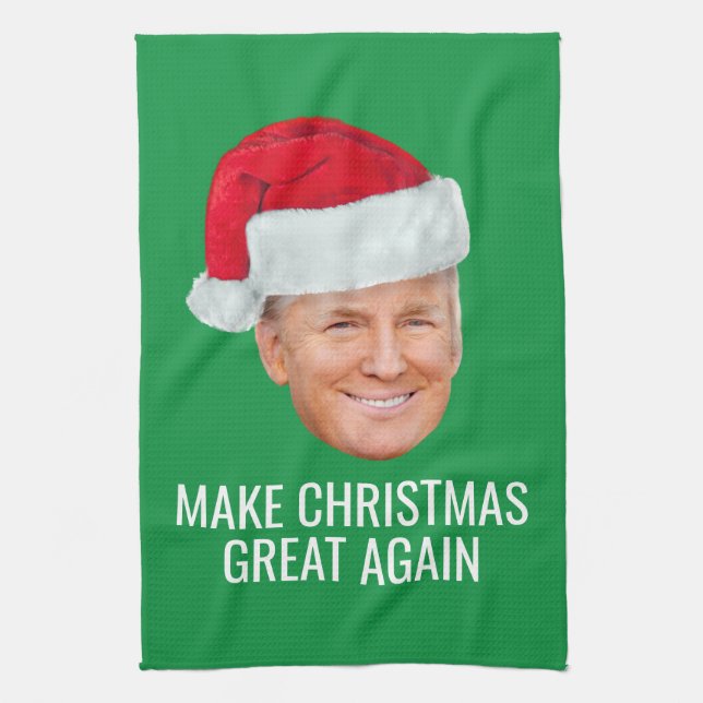 Trump with Santa Hat - Make Christmas Great Again Kökshandduk (Vertikal)