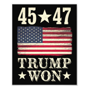 Trump Won 2024 45 47 President USA flagga Fototryck