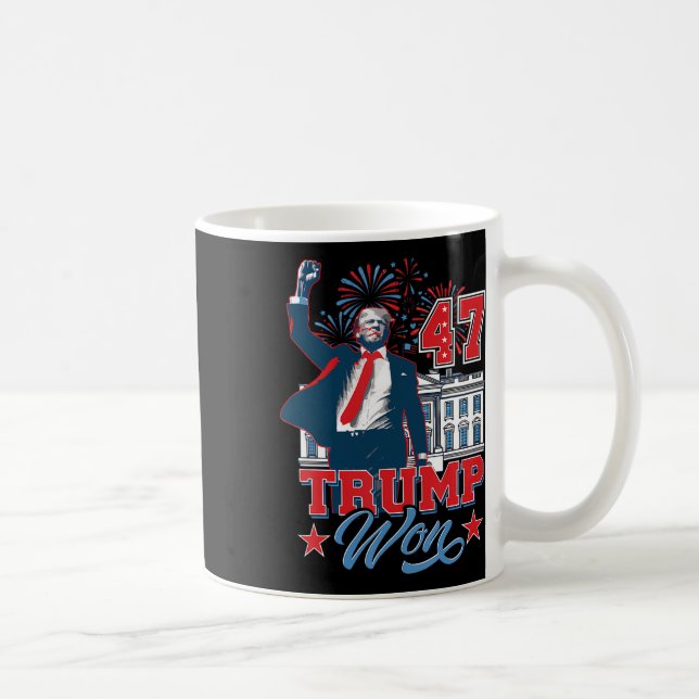 Trump Won 2024, få över det 47:e Vita huset före Kaffemugg (Höger)
