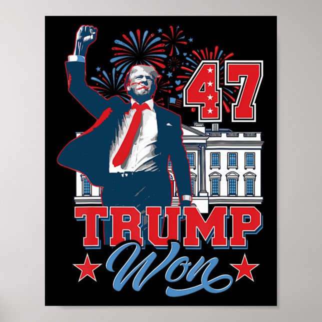 Trump Won 2024, få över det 47:e Vita huset före Poster (Framsidan)