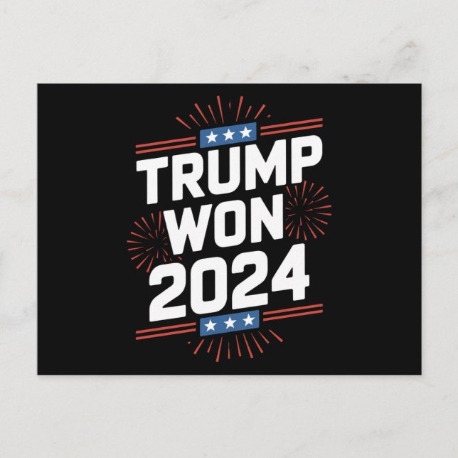 Trump Won 2024 President 47th of White House Vykort (Framsida)