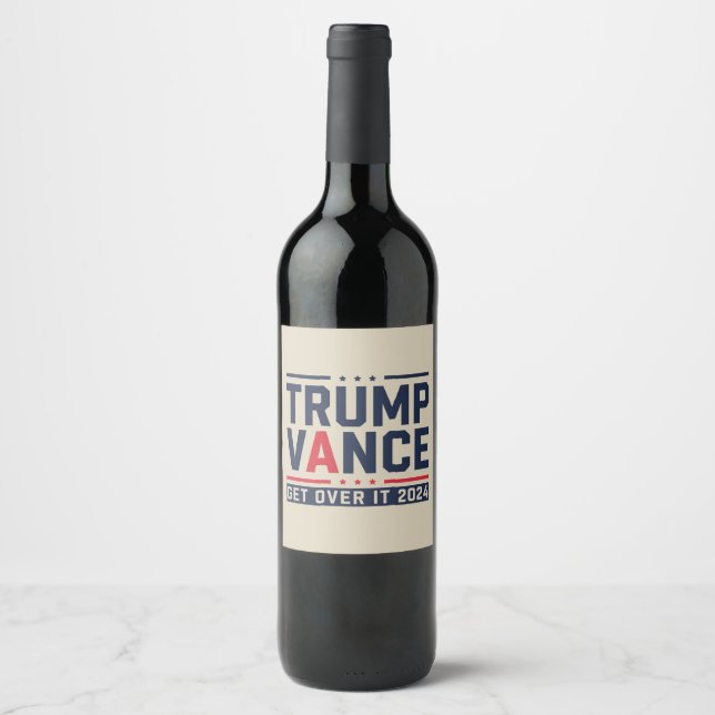 Trump Won 2024 Valordförande Trump Vance Vinflaska Etikett (Framsida)