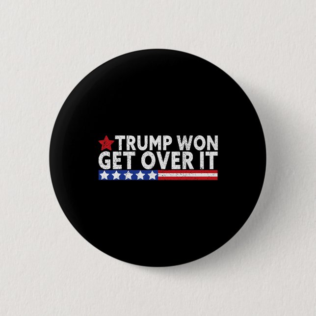 Trump Won, få över 2028 Flagga USA Knapp (Framsida)