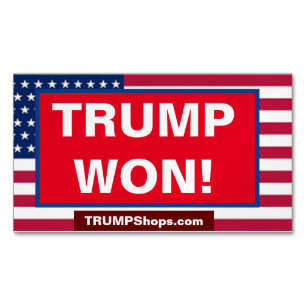 TRUMP WON! förpackning med 25 Patriotic Magnetiska Visitkort