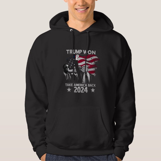 Trump Won (trump Won) Ta Amerika tillbaka 2024 Hoodie (Framsida)