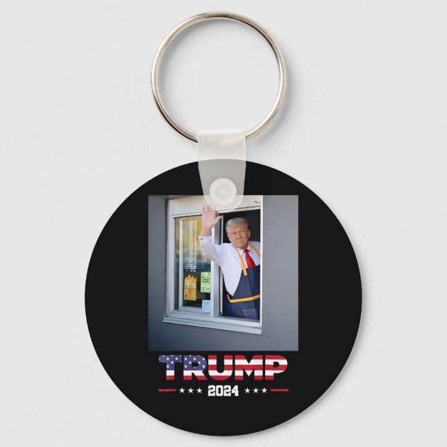 Trump Works Drive-thru Trump Serverar Pommes Frite Nyckelring (Framsida)