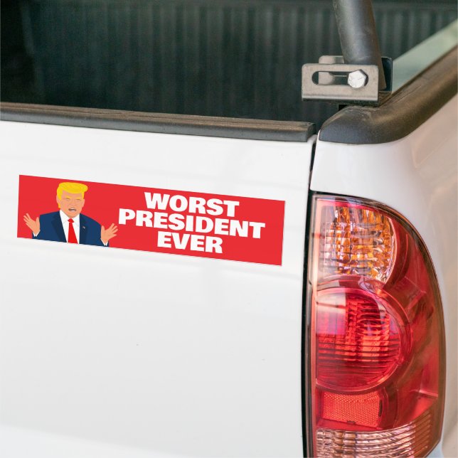 Trump Worst President nånsin Bumper Sticker Bildekal (På lastbil)