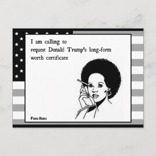Trump Worth Certificate Postcard Vykort