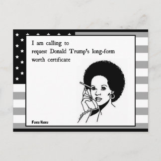 Trump Worth Certificate Postcard Vykort