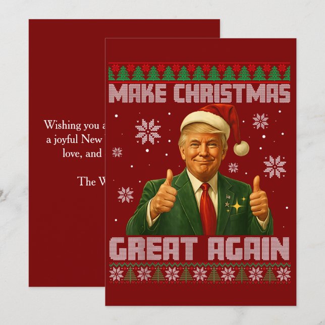 Trumpa Julafton Sweater Gör jul Underbar igen Julkort (Fram/baksida)