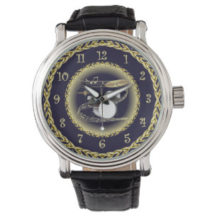 Trumpar 01 ~ Musical Rulla ~ Guld/Navy Blue ~ Armbandsur