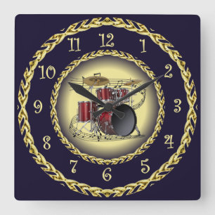 Trumpar 02 ~ Musical Rulla ~ Guld/Navy Blue ~ Fyrkantig Klocka