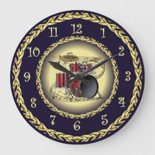 Trumpar 02 ~ Musical Rulla ~ Guld/Navy Blue ~ Stor Klocka