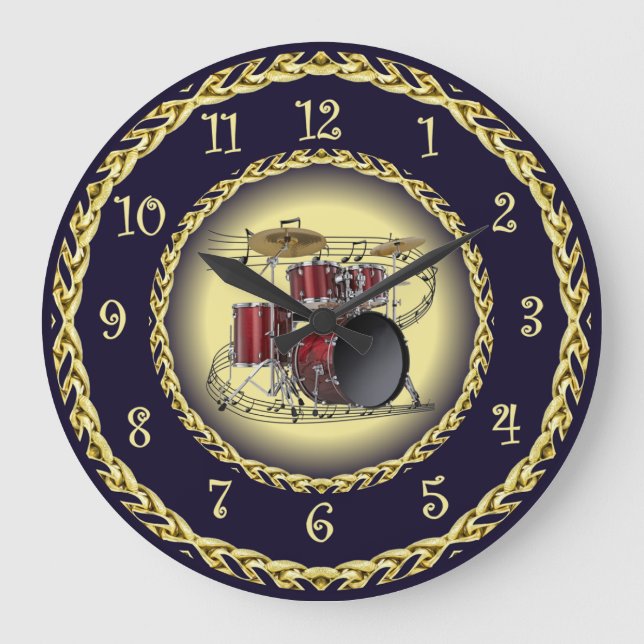 Trumpar 02 ~ Musical Rulla ~ Guld/Navy Blue ~ Stor Klocka (Framsida)