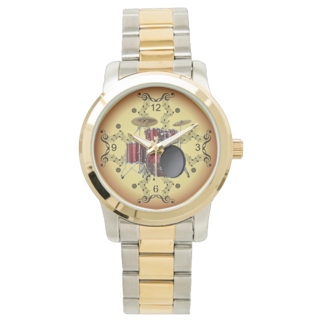 Trumpar ~ MusikRulla ~ Golden Background ~ Armbandsur (Framsida)