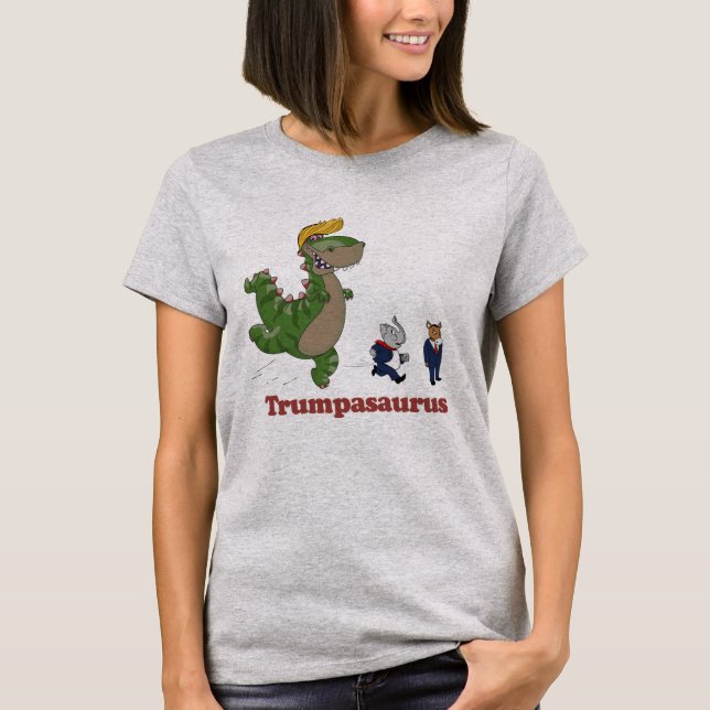Trumpasaurus - Trumpförebyggande design - Politisk Tee Shirt (Framsida)