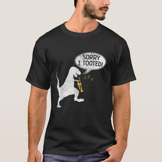 Trumpe Dinosaur TRex Marching Band T Shirt (Framsida)
