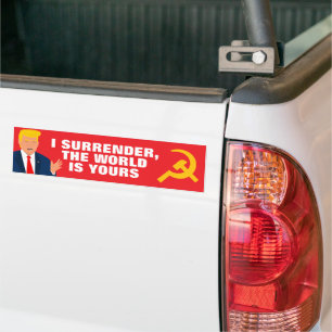 Trumpens kapitulation av världen lustiga politiska bildekal