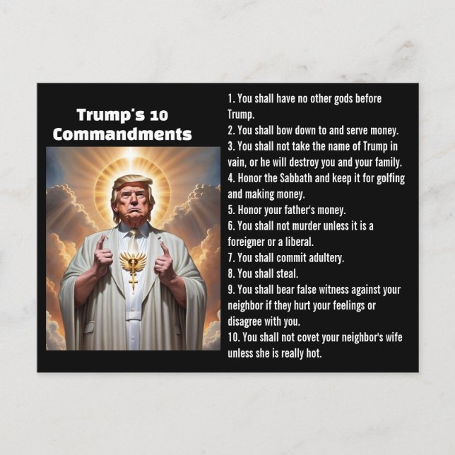 Trumpens tio budord vykort (Framsida)