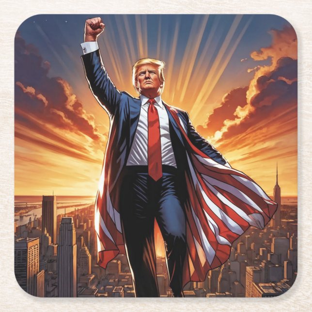 Trumpera den amerikanska superhjälten Underlägg Papper Kvadrat (Framsidan)