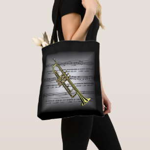 Trumpet ~ 3-D Lakan Music ~ Pillow Grått/Black ~ Tygkasse
