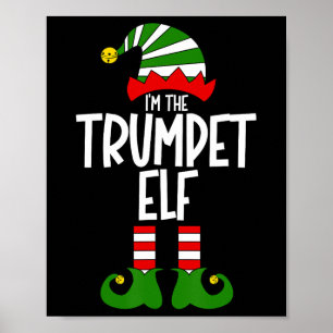 Trumpet Älva Jul Musik Instrument Matchande Jul Poster