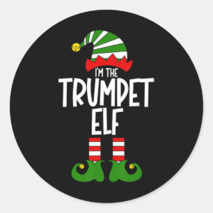 Trumpet Älva Jul Musik Instrument Matchande Jul Runt Klistermärke