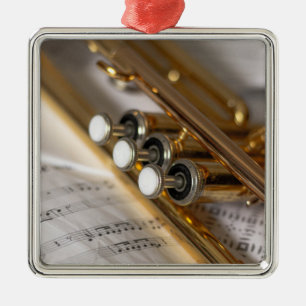 Trumpet and Lakan Music Brass Instrument Julgransprydnad Metall