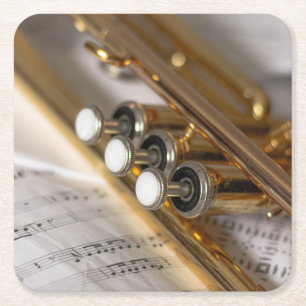 Trumpet and Lakan Music Brass Instrument Underlägg Papper Kvadrat