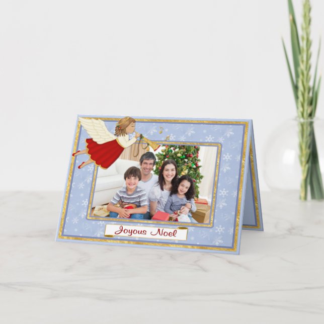 Trumpet Angel Noel Photo Hälsning Helgkort (Framsida)